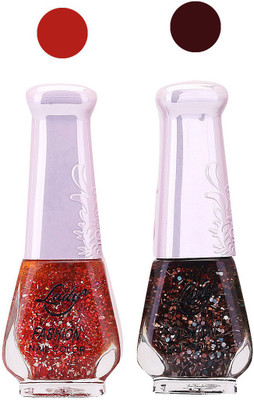 

Lady Fashion Glitter Nail Polish 2909201610 Red,Brown,(Pack of 2)