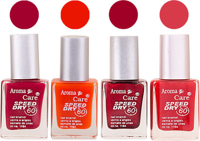 

Aroma Care Maroon Nail Polish Combo 2506201661 Maroon, Orange, Red(Pack of 4)
