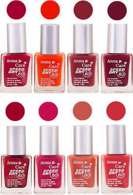 

Aroma Care Orange Matte Nail Polish Combo 0107201691 Maroon, Orange, Golden, Maroon, Green, Magenta, Light Orange, Red, Peach, Purple, Pink, Blue, Yellow, Black, Base Coat, Nude(Pack of 8)