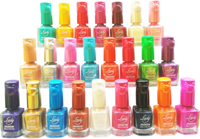 

Lady Fashion Insta Dry Pure Colour Nail polish(Set Of 24 Nail Polish)) Frosted Multicolor