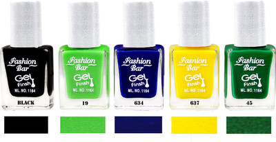 

Fashion Bar Silver Cap Nail Polish New 10 Multicolor(Pack of 5)
