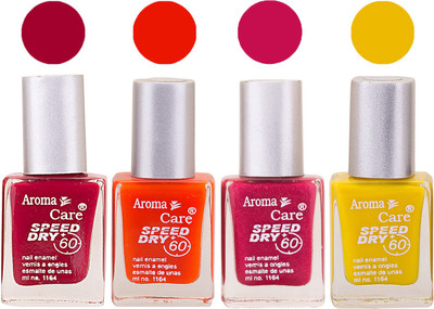 

Aroma Care Maroon Nail Polish Combo 2506201679 Maroon, Orange, Pink, Yellow(Pack of 4)
