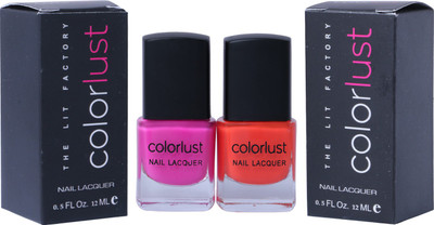 

Colorlust Nailpaint Neon Pink and Neon Orange Neon Orange, Neon Pink(Pack of 2)