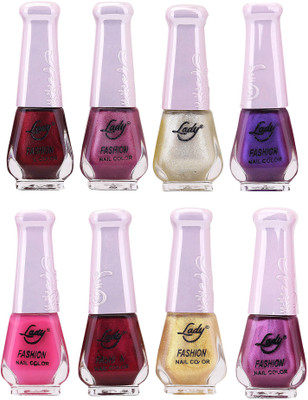 Lady Fashion Trendy Nail Polish 21128 Multicolor,(Pack of 8)