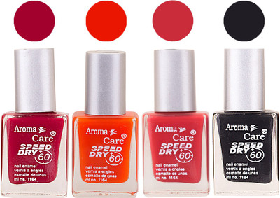 

Aroma Care Maroon Nail Polish Combo 25062016107 Maroon, Orange, Red, Black(Pack of 4)