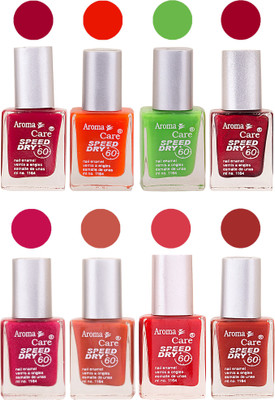 

Aroma Care Orange Matte Nail Polish Combo 01072016156 Maroon, Orange, Golden, Maroon, Green, Magenta, Light Orange, Red, Peach, Purple, Pink, Blue, Yellow, Black, Base Coat, Nude(Pack of 8)