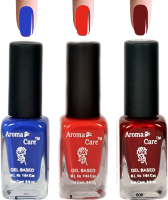 

Aroma Care Blue+Maroon Nail Polish Combo 6-8-606 Multicolor,(Pack of 12)
