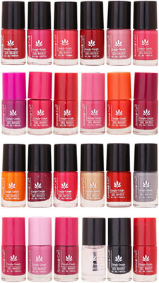

Aroma Care MAB Multicolor 2 in 1 Color Cap Nail Polish Sets in Wholesale Rate ( Set No. 83) Pink, Purple, Red, Peach, Orange, Mauve, Pink, Peach, Pink, Base Coat, Black, Red(Pack of 24)