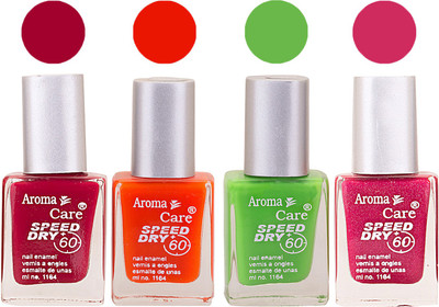 

Aroma Care Maroon Nail Polish Combo 2506201641 Maroon, Orange, Green, Pink(Pack of 4)