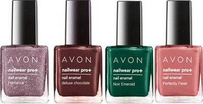 

Avon Color Nail Enamel Pro Plus (set of 4) delux chocolate, romance, perfectly flesh, noir emerald