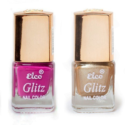 

Elco Glitz Premium Nail Enamel-Pack of 2 Magenta Matte, Goden Hue