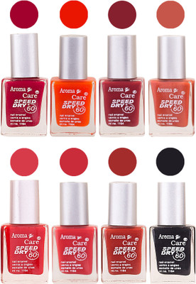 

Aroma Care Orange Matte Nail Polish Combo 01072016122 Maroon, Orange, Golden, Maroon, Green, Magenta, Light Orange, Red, Peach, Purple, Pink, Blue, Yellow, Black, Base Coat, Nude(Pack of 8)