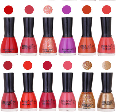 

Aroma Care Wholesale Rate Nail Polish Combo Set of 12 Pcs ( Multicolor) 22 Red, Light Pink, Jerry Pink, Purple, Light Nude, Nude, Coffee, Redish Orange, Maganta, Peach, Golden Jerry, Golden Glaiter(Pack of 12)