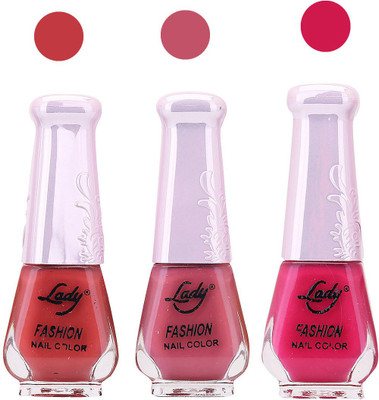 

Lady Fashion Nail Polish 2809201605 Red,Pink,Pink,(Pack of 3)