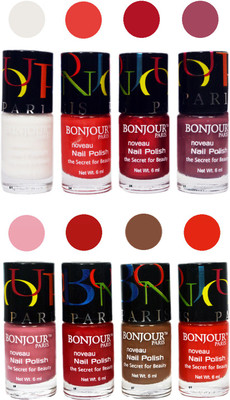 

Bonjour Paris Matte Nail Polish Combo 4-10 Multicolor,(Pack of 8)