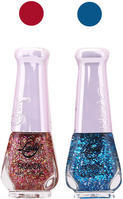 

Lady Fashion Glitter Nail Polish 2909201614 Pink,Blue,(Pack of 2)