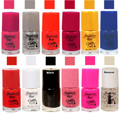 

Fashion Bar Glitter Silver Nail Polish Combo Pack of 12 Glitter Silver(Pack of 12)