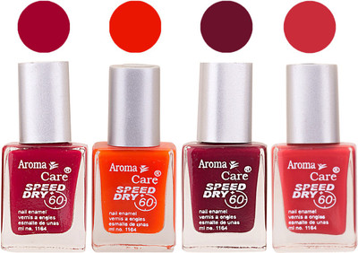 

Aroma Care Maroon Nail Polish Combo 2506201650 Maroon, Orange, Red(Pack of 4)