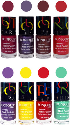 

Bonjour Paris Matte Nail Polish Combo 1-5 Multicolor,(Pack of 8)