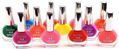 

Foolzy Pack Of 12 Nail Polish Paint Neon Multicolour