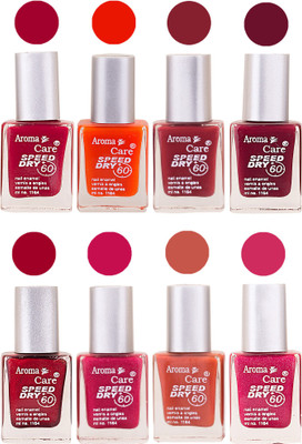 

Aroma Care Orange Matte Nail Polish Combo 0107201695 Maroon, Orange, Golden, Maroon, Green, Magenta, Light Orange, Red, Peach, Purple, Pink, Blue, Yellow, Black, Base Coat, Nude(Pack of 8)