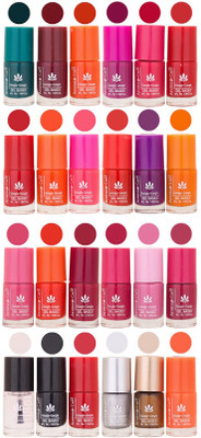 

Aroma Care Orange Nail Polish Combo 1706201615 Green, Brown, Pink, Purple, Orange, Red, Peach, Mauve, Pink, Base Coat, Black, Silver, Golden(Pack of 24)