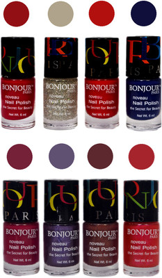 

Bonjour Paris Matte Nail Polish Combo 5-7 Multicolor,(Pack of 8)