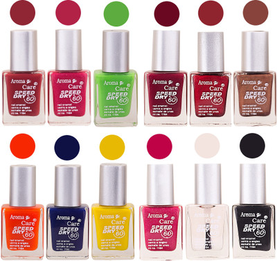 

Aroma Care Orange Nail Polish Combo 909201626 Orange, Pink, Golden, Maroon, Nude, Green, Red, Purple, Silver, Blue, Yellow, Magenta, Peach, Black(Pack of 12)