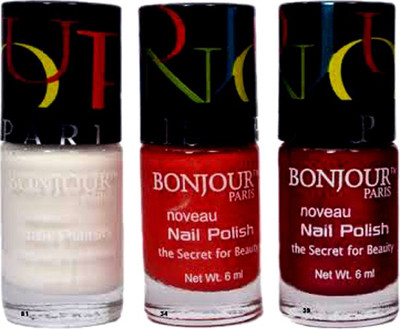 

Bonjour Paris Round Cap Nail Polish 54 White, Pink, Maroon