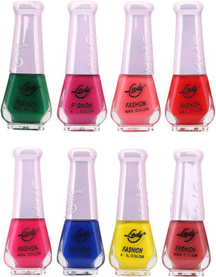 

Lady Fashion Trendy Nail Polish 21175 Multicolor,(Pack of 8)