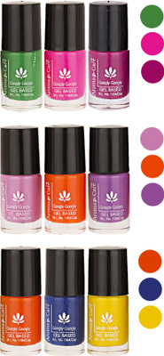 

Aroma Care Pack Of 9 Gel Based Nail Paint (52) Green, Pink, Neon Magenta, Light Pink, Orange, Purple, Orange, Blue, Yellow(Pack of 9)