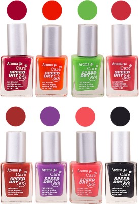 

Aroma Care Orange Matte Nail Polish Combo 01072016188 Maroon, Orange, Golden, Maroon, Green, Magenta, Light Orange, Red, Peach, Purple, Pink, Blue, Yellow, Black, Base Coat, Nude(Pack of 8)