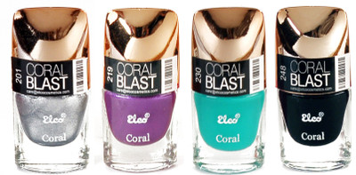 

Elco Trendy Nail Polish Misty Violet, Sea Green, Black, Electric Silver