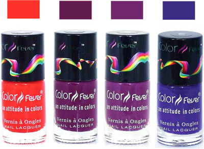 

Color Fever Blue Matte Nail Polish Combo-1001 Orange Wine Purple Blue(Pack of 4)