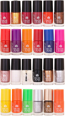 

Aroma Care MAB Multicolor 2 in 1 Color Cap Nail Polish Sets in Wholesale Rate ( Set No. 113) Red, Blue, Magenta, Yellow, Neon Green, Silver, Golden(Pack of 24)