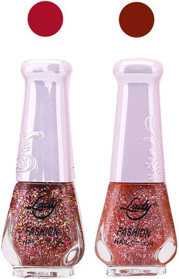 

Lady Fashion Glitter Nail Polish 2909201618 Pink,Brown,(Pack of 2)