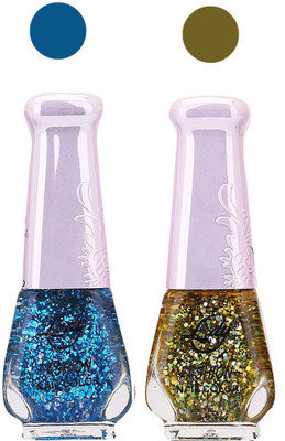 

Lady Fashion Glitter Nail Polish 2909201641 Blue,Green,(Pack of 2)