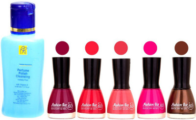 

Fashion Bar Nail Polish With Free Rythmx Nail Polish Remover Combo Offer (Neon Shades at Incredible Value) 1568 Mazanta,Redish Pink,Pink,Rani Mazanta,Dark Brown(Pack of 5)