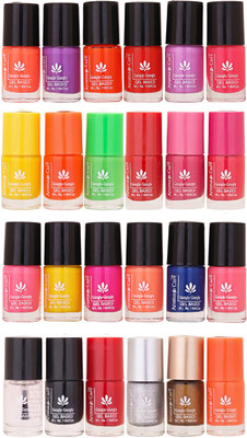 

Aroma Care MAB Multicolor 2 in 1 Color Cap Nail Polish Sets in Wholesale Rate ( Set No. 138) Yellow, Orange, Neon Green, Red, Nude, Peach, Base Coat, Black, Red, Silver, Golden, Orange(Pack of 24)