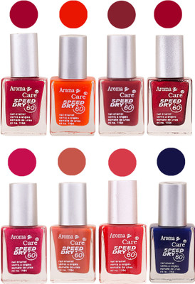 

Aroma Care Orange Matte Nail Polish Combo 01072016105 Maroon, Orange, Golden, Maroon, Green, Magenta, Light Orange, Red, Peach, Purple, Pink, Blue, Yellow, Black, Base Coat, Nude(Pack of 8)