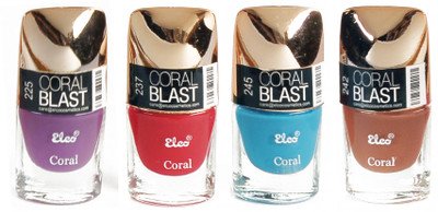

Elco Coral Nail Polish - (Pack Of 4) Blood Red, Lilac Purple, Sky Blue, Caramel Brown(Pack of 4)