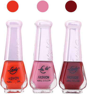 

Lady Fashion Nail Polish 0410201605 Orange,Light Pink,Maroon,(Pack of 3)