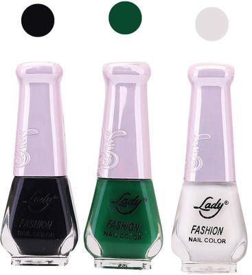 

Lady Fashion Nail Polish 2508201613 Black,Green,White,(Pack of 3)