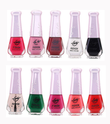 

Lady Fashion Wholesale Price Trendy Nail Polish 0303201757 Multicolor,(Pack of 10)