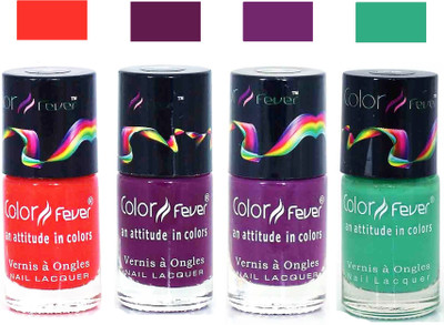 

Color Fever Green Matte Nail Polish Combo-1011 Orange Wine Purple Green(Pack of 4)