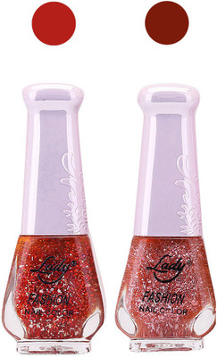 

Lady Fashion Glitter Nail Polish 2909201607 Red,Brown,(Pack of 2)