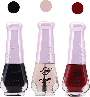 

Lady Fashion Nail Polish 2508201619 Black,Transparent,Maroon,(Pack of 3)