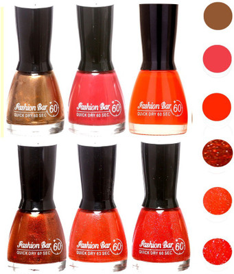 

Fashion Bar Quick Dry Nail Polish (Pack of 6)134 Multicolor,(Pack of 6)