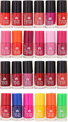 

Aroma Care MAB Multicolor 2 in 1 Color Cap Nail Polish Sets in Wholesale Rate ( Set No. 119) Peach, Orange, Mauve, Pink, Peach, Pink, Red, Blue, Magenta, Yellow, Orange, Neon Green(Pack of 24)