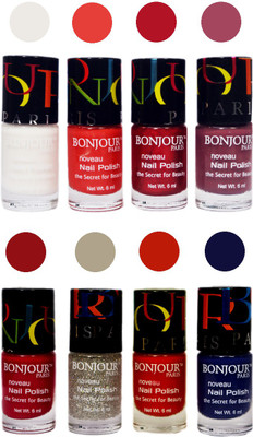 

Bonjour Paris Matte Nail Polish Combo 7-10 Multicolor,(Pack of 8)